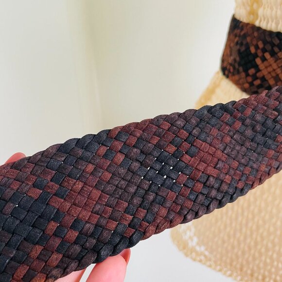 CALVIN KLIEN Woven Suede Leather Belt 43" - Picture 4 of 6